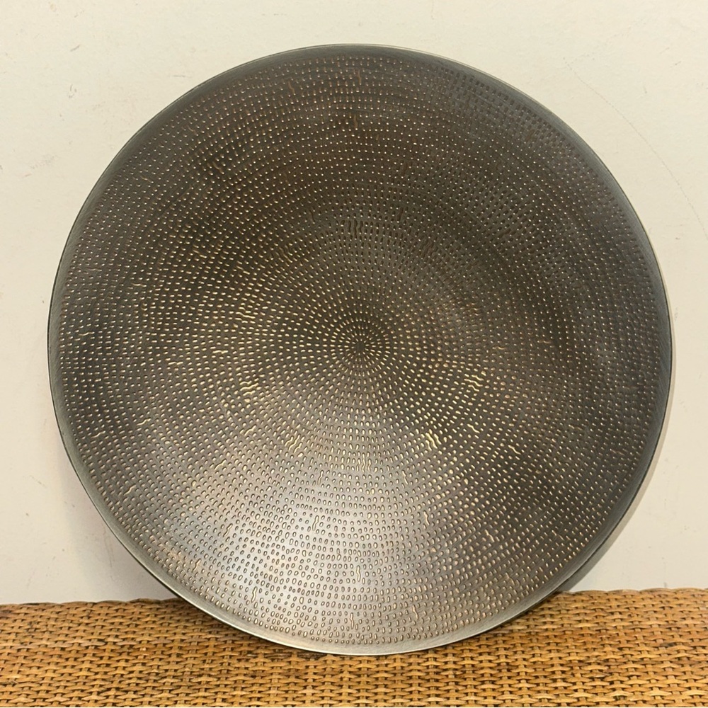 12” Brass Metal Bowl Etched Nurvi Wall Hanging Round Home Decor Modern Single